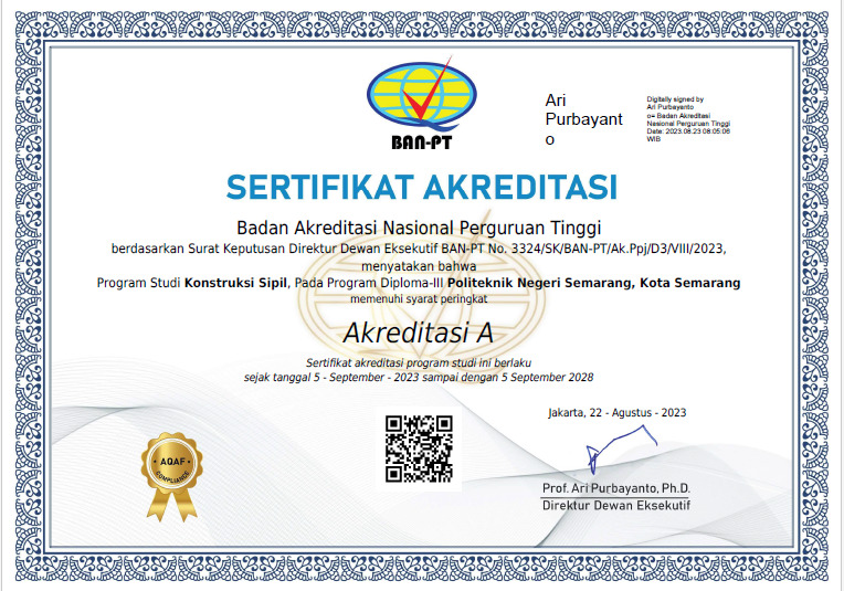 Akreditasi Program Studi D3 Konstruksi Sipil (2023 – 2028)
